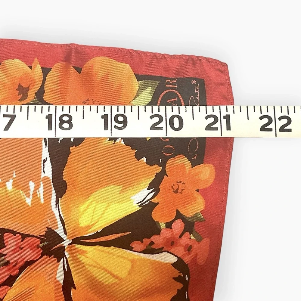 Vintage Oscar De La Renta Scarf Butterfly Floral Silk Japan 21